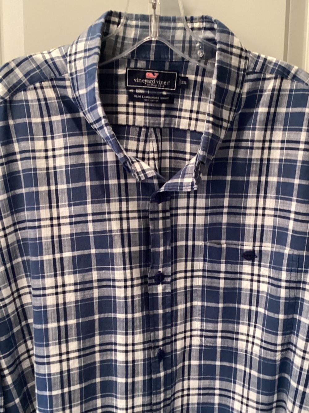 Vineyard Vines Navy and White Plaid Button-Down Shirt